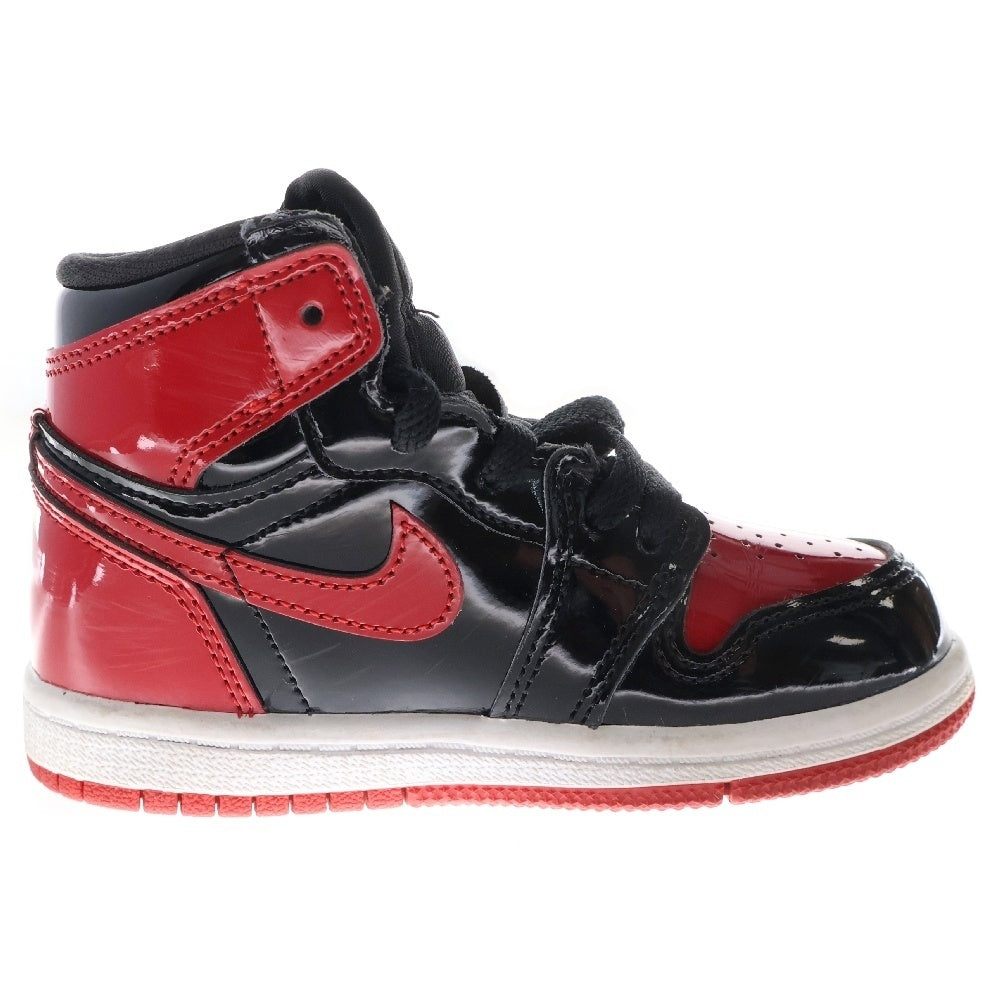 NIKE(ナイキ) AIR JORDAN1 RETRO HIGH OG TD Patent Bred エアジョーダン1 パテントブレッド ハイカットスニーカー キッズ ブラック/レッド US8C/14.0m AQ2665-063