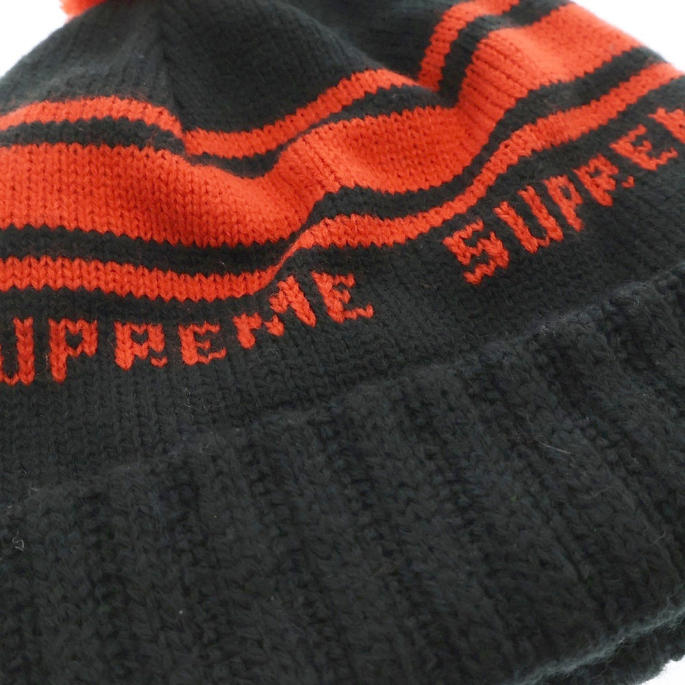 SUPREME(シュプリーム) 18AW Classic Stripe Beanie クラシックストライプ ビーニー ニット帽 ブラック/オレンジ