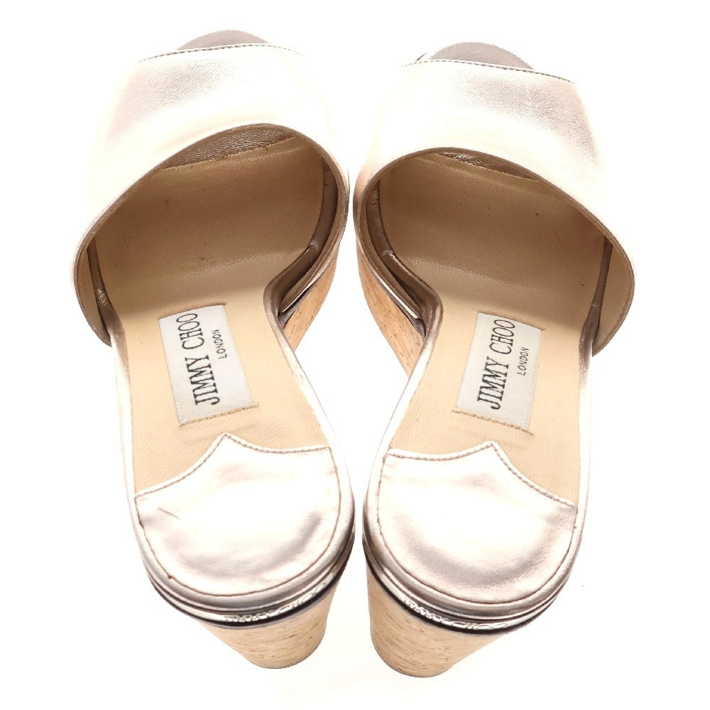 JIMMY CHOO(ジミーチュウ) コルク ハイヒール サンダル シルバー/ブラウン レディース