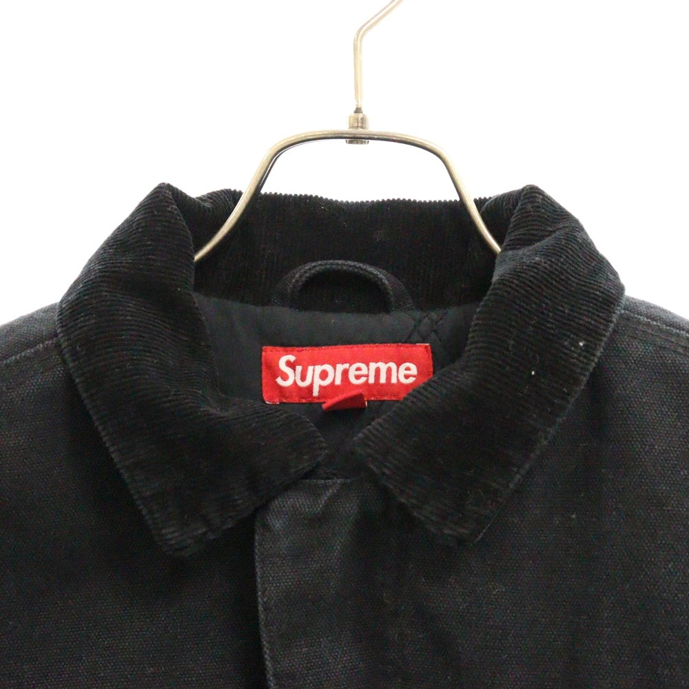 SUPREME(シュプリーム) 25SS Old English Canvas Work Jacketオールドイングリッシュボアワッペン ジップアップキャンバスワークジャケット ブラック