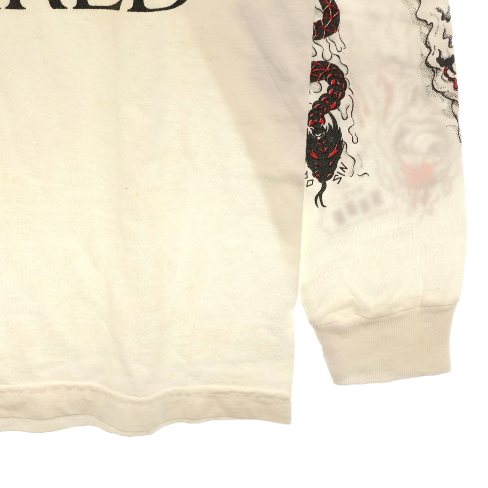 VINTAGE(ヴィンテージ) 90S PHIL ANSELMO as PANTERA funatics artist tattoo series フィル アンセルモ パンテラ タトゥー プリント ロングスリーブ Tシャツ 長袖 カットソー ホワイト