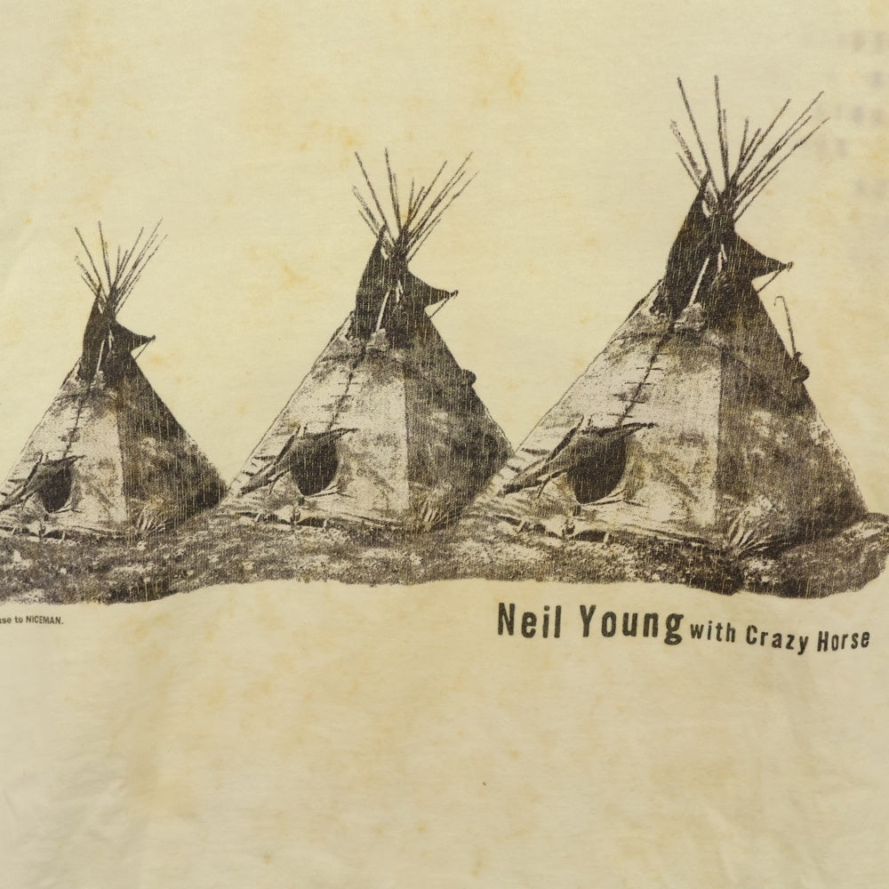 VINTAGE(ヴィンテージ) 90s Neil Young Broken Allow Tour Tee ニールヤング クレージーホース ツアー プリント 半袖 Tシャツ カットソー ホワイト