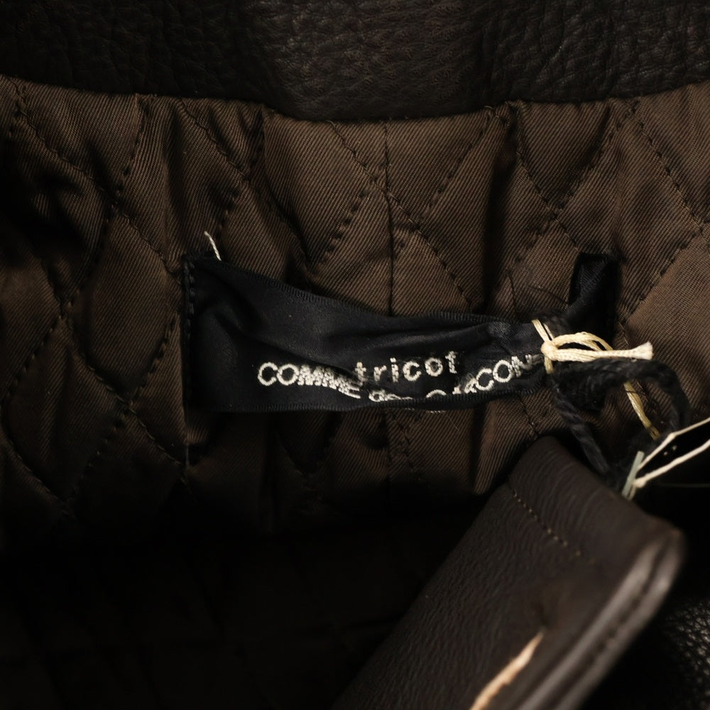 tricot COMME des GARCONS(トリコ コム デ ギャルソン) 90S AD1990 ノーカラー ショート レザー ジャケット レディース ブラック TJ-050690