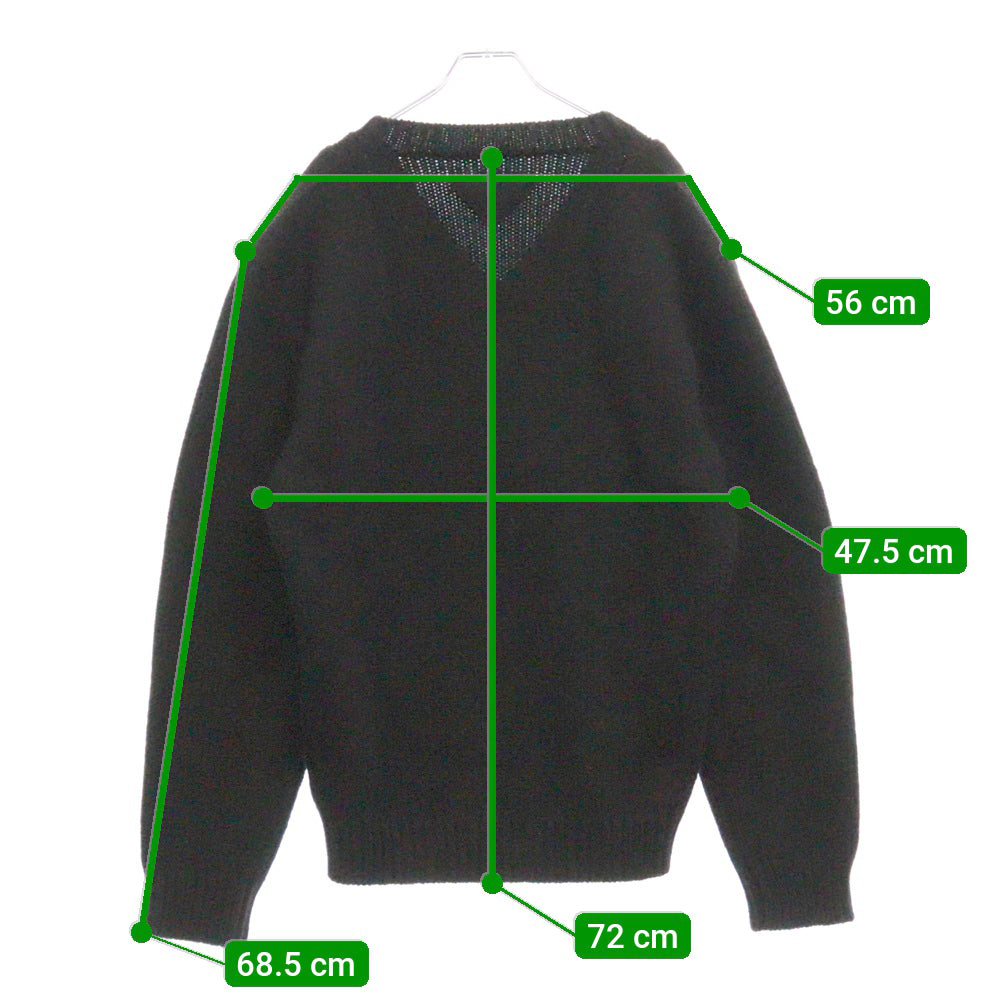 PRADA(プラダ) 22AW バックトライアングルロゴ Vネックウールニットセーター ブラック UMB419 S222 11I0