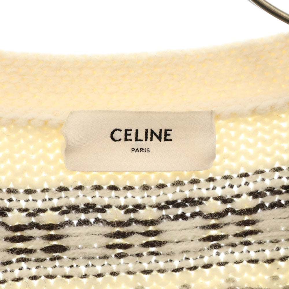 CELINE(セリーヌ) Shetland Oversized Cardigan シェトランドオーバーサイズカーディガン ニットセーター 総柄 アイボリー 2A90Q107O