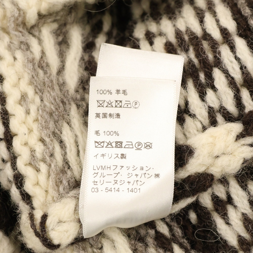 CELINE(セリーヌ) Shetland Oversized Cardigan シェトランドオーバーサイズカーディガン ニットセーター 総柄 アイボリー 2A90Q107O