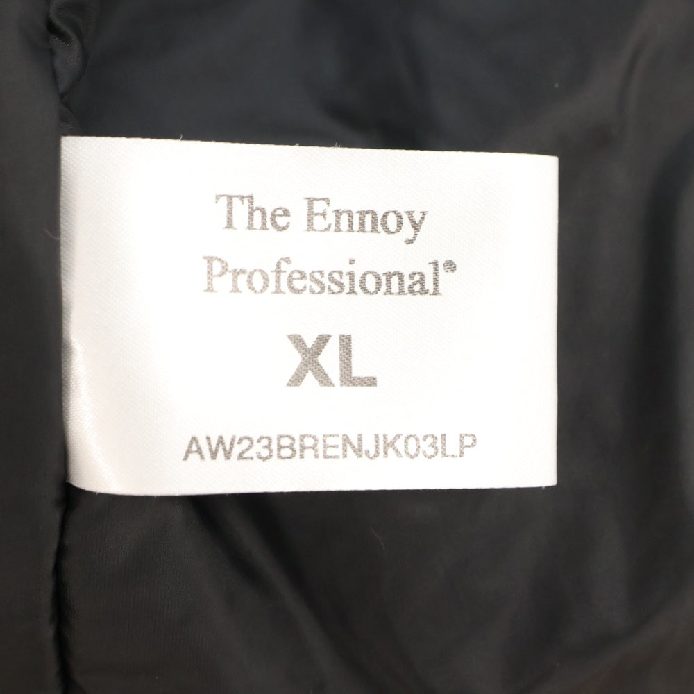 The Ennoy Professional(エンノイプロフェッショナル) 23AW×スタイリスト私物 Nylon Padded Jacket フロントロゴ刺繍 ナイロン ジップアップ パデッドジャケット グレー AW23BRENJK03LP