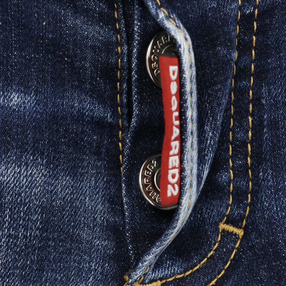 DSQUARED2(ディースクエアード) 22SS Jennifer Cropped Jean ペンキ加工 スキニーフィット クロップド デニムパンツ インディゴ レディース S72LB0484 S30664