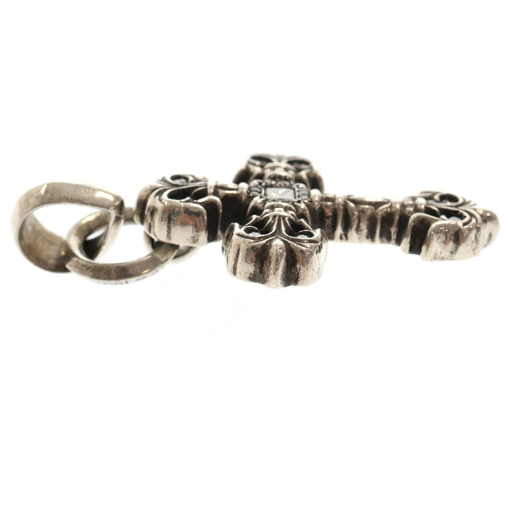 CHROME HEARTS(クロムハーツ) FILIG CROSS-XSM W BALE P/D フィリグリークロスXSベイル Wベイル パヴェダイヤ シルバーネックレストップ シルバー