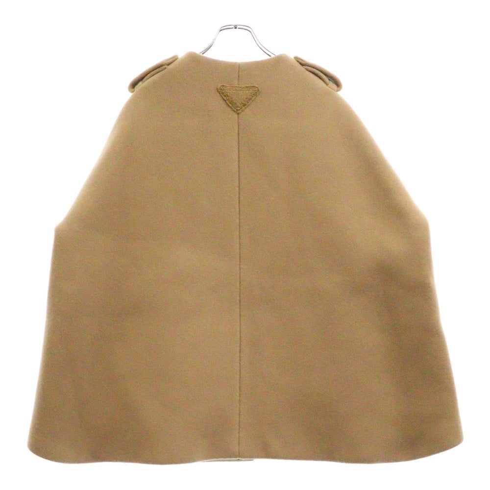 PRADA(プラダ) ノーカラー ショートコート ポンチョ ベージュ レディース P781Q