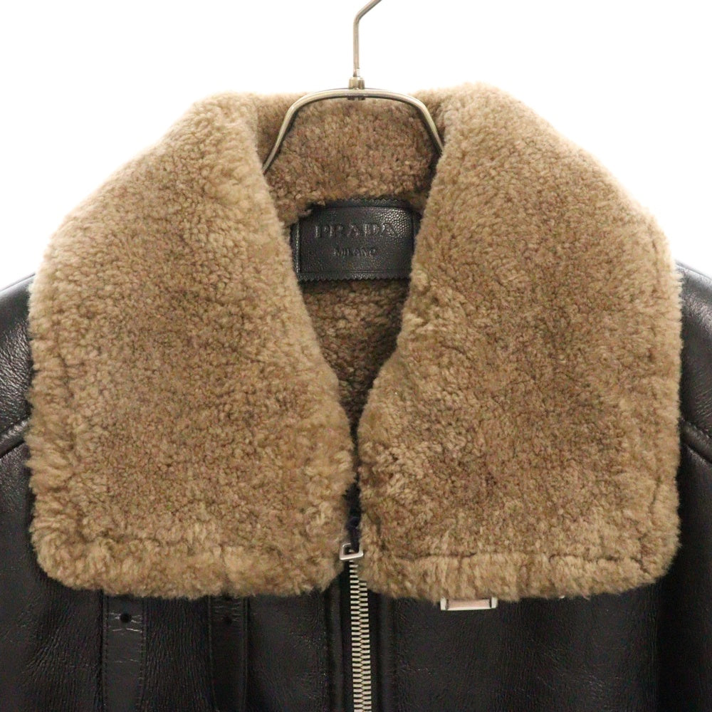 PRADA(プラダ) オーバーサイズ ムートンジャケット ブラック 58A126 レディース