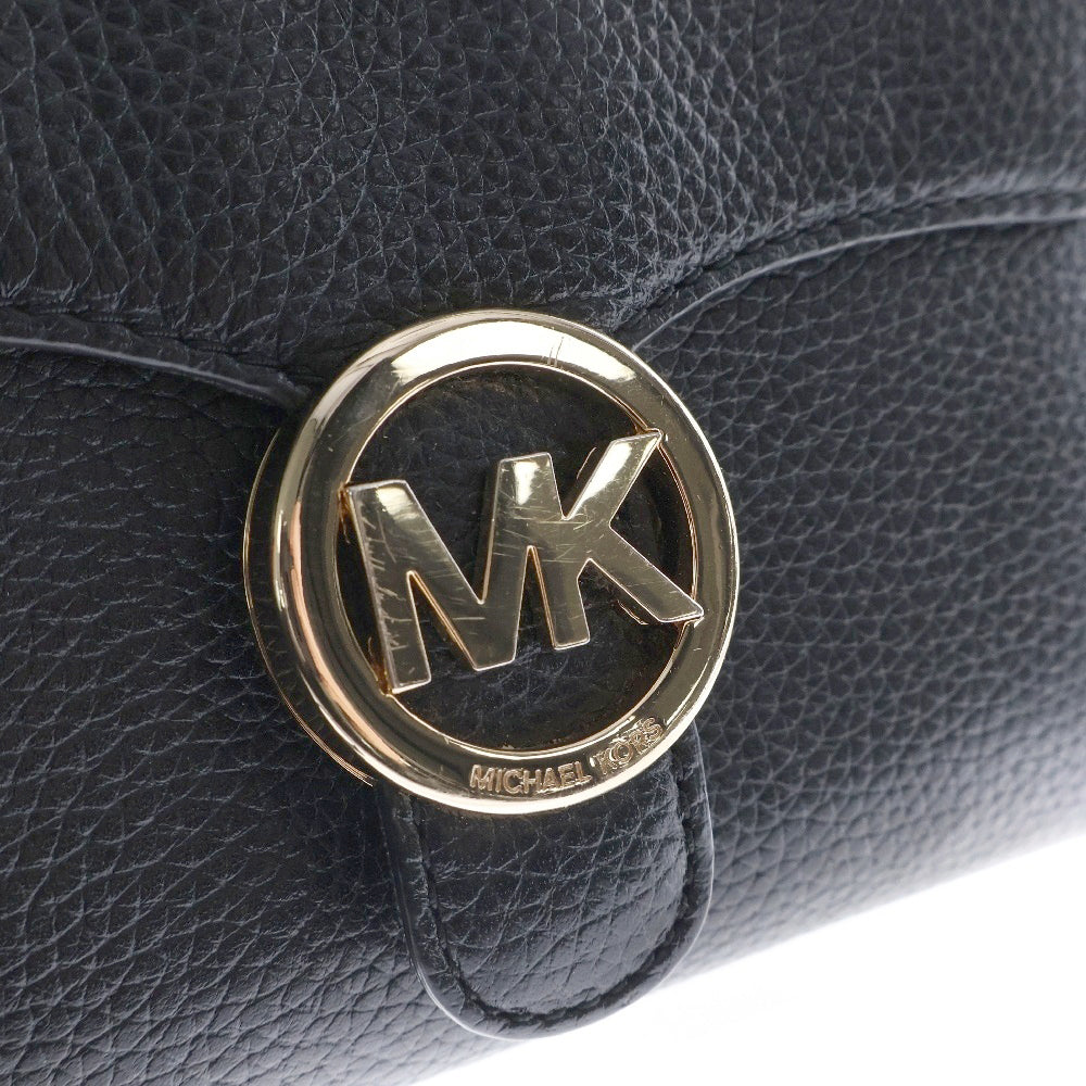 MICHAEL KORS(マイケルコース) Vanna ヴァンナ ロゴプレート レザー ショルダーバッグ ブラック/ゴールド レディース