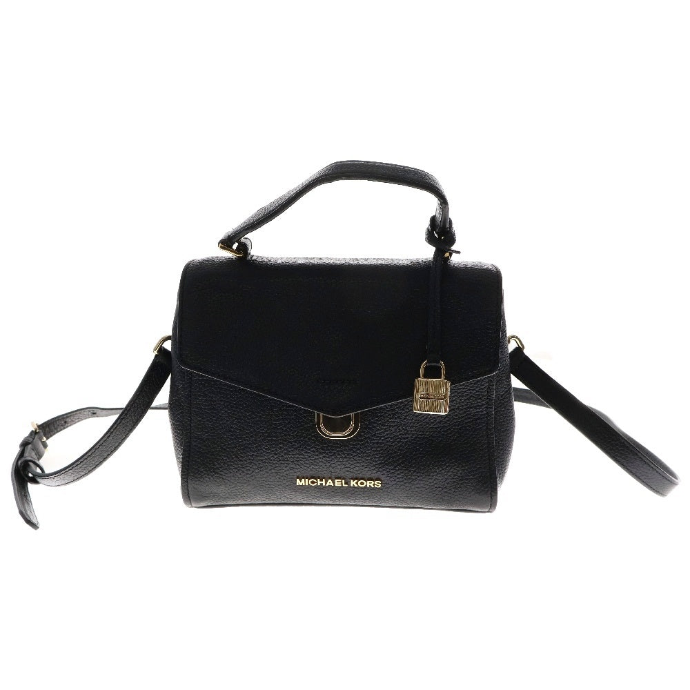 MICHAEL KORS(マイケルコース) Bristol 2WAY ブリストル ミディアム サッチェル レザー ハンド ショルダーバッグ ブラック/ゴールド レディース