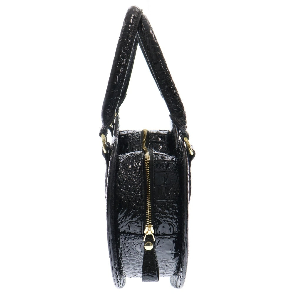 Vivienne Westwood(ヴィヴィアンウエストウッド) クロコ型押し オーブメタルロゴ ハート型 2WAY ハンド ショルダーバッグ ブラック/ゴールド レディース 61VV169