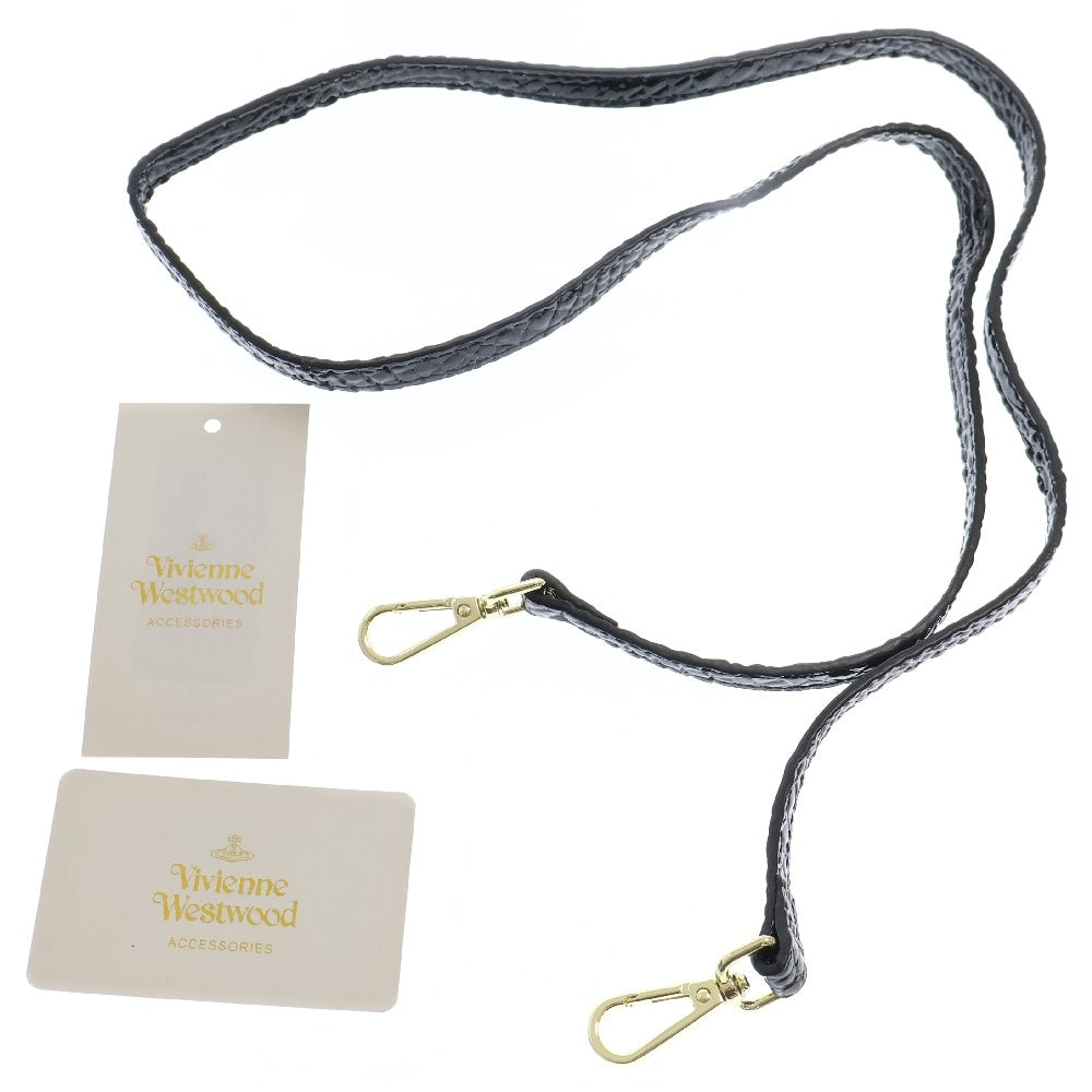 Vivienne Westwood(ヴィヴィアンウエストウッド) クロコ型押し オーブメタルロゴ ハート型 2WAY ハンド ショルダーバッグ ブラック/ゴールド レディース 61VV169
