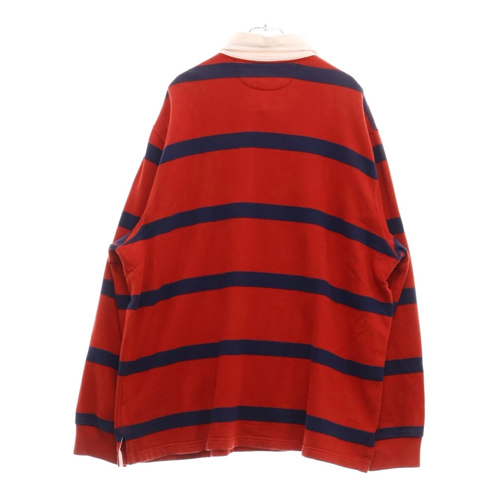 POLO RALPH LAUREN(ポロラルフローレン) 90S VINTAGE ヴィンテージ 裏起毛 ロゴエンブロイダリー ボーダー ラガーシャツ スウェットトレーナー レッド/ネイビー
