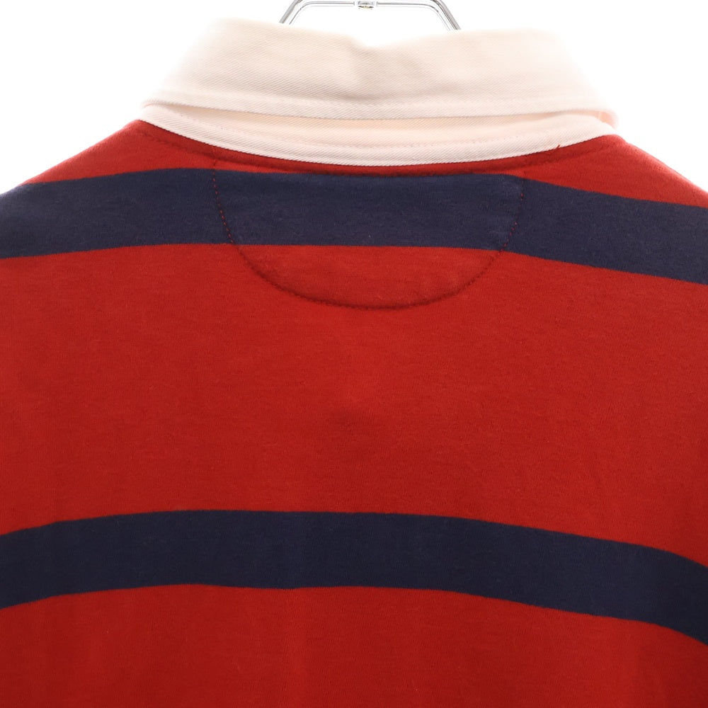 POLO RALPH LAUREN(ポロラルフローレン) 90S VINTAGE ヴィンテージ 裏起毛 ロゴエンブロイダリー ボーダー ラガーシャツ スウェットトレーナー レッド/ネイビー