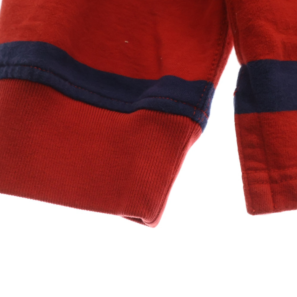 POLO RALPH LAUREN(ポロラルフローレン) 90S VINTAGE ヴィンテージ 裏起毛 ロゴエンブロイダリー ボーダー ラガーシャツ スウェットトレーナー レッド/ネイビー