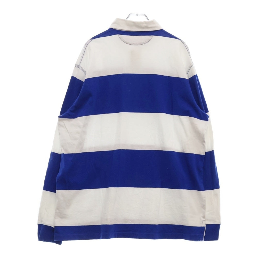 POLO RALPH LAUREN(ポロラルフローレン) ロゴエンブロイダリー ボーダー 長袖ラガーシャツ ブルー/ホワイト