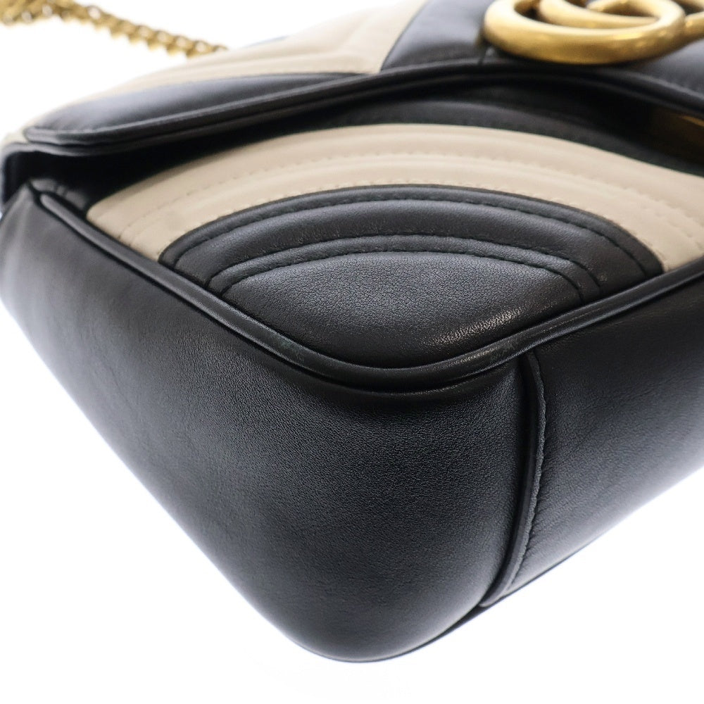 GUCCI(グッチ) GGマーモット バイカラー キルティング チェーンショルダーバッグ ブラック/ホワイト レディース 443497