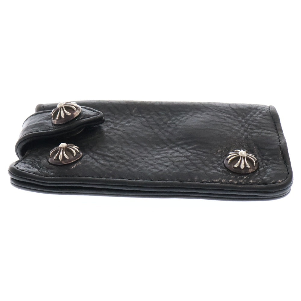 CHROME HEARTS(クロムハーツ) KEY CASE クロスボールボタン レザーキーケース ブラック/シルバー