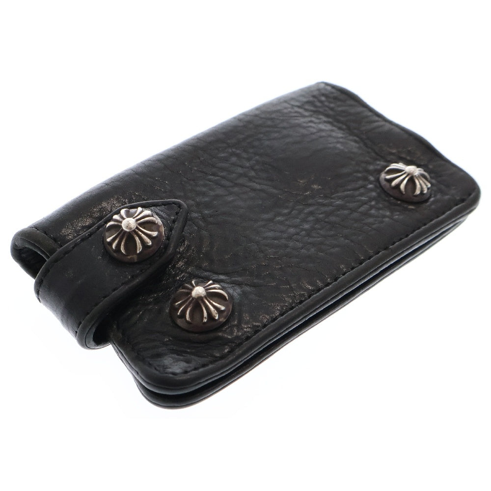 CHROME HEARTS(クロムハーツ) KEY CASE クロスボールボタン レザーキーケース ブラック/シルバー