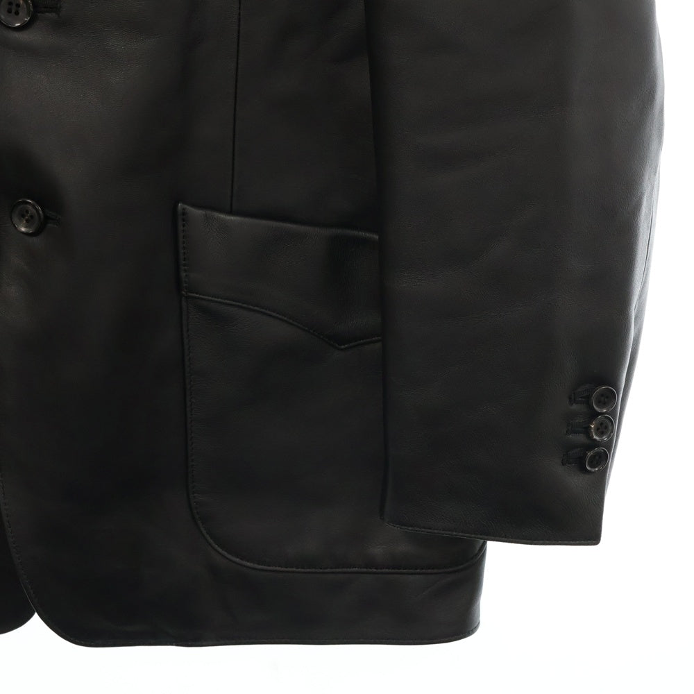 WACKO MARIA(ワコマリア) 23SS LEATHER JACKET 裏地レオパード シープスキンレザー テーラードジャケット ブラック 22FW-WMO-JK02