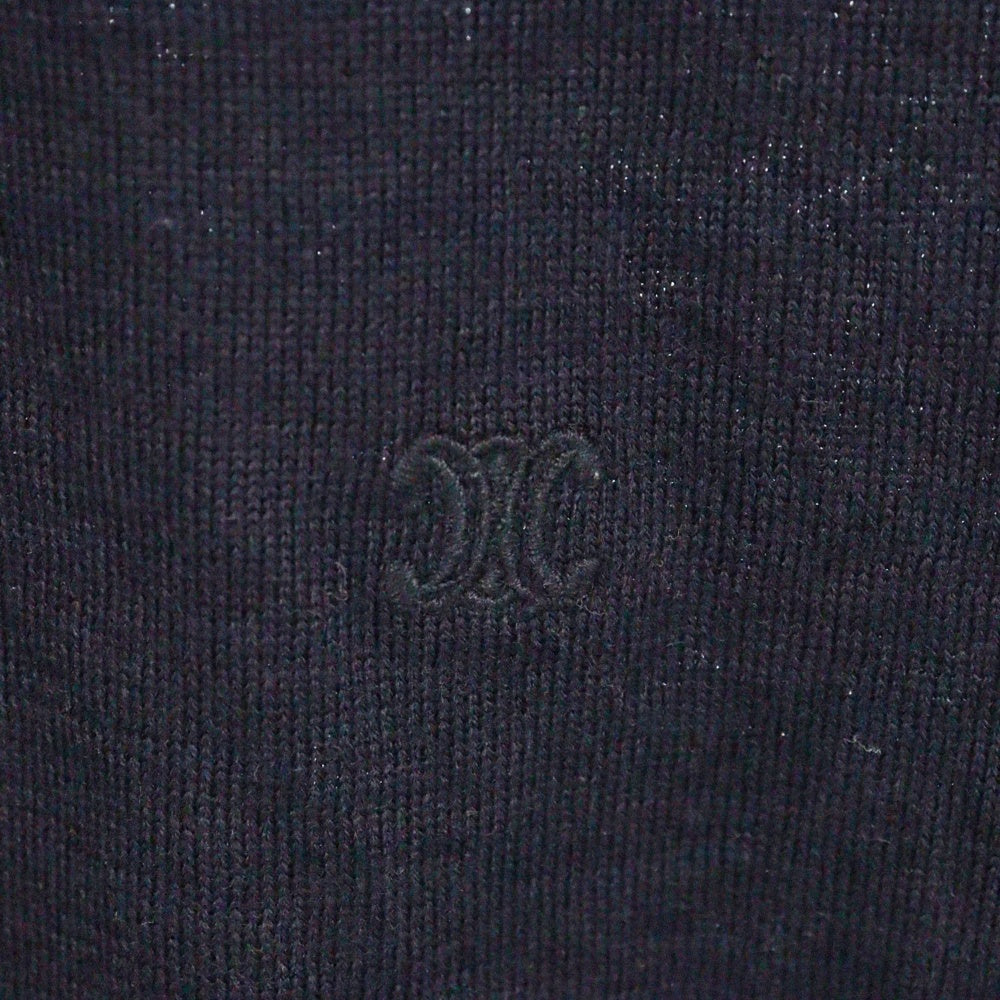 CELINE(セリーヌ) トリオンフロゴ刺繍 クルーネック ニット セーター ネイビー レディース
