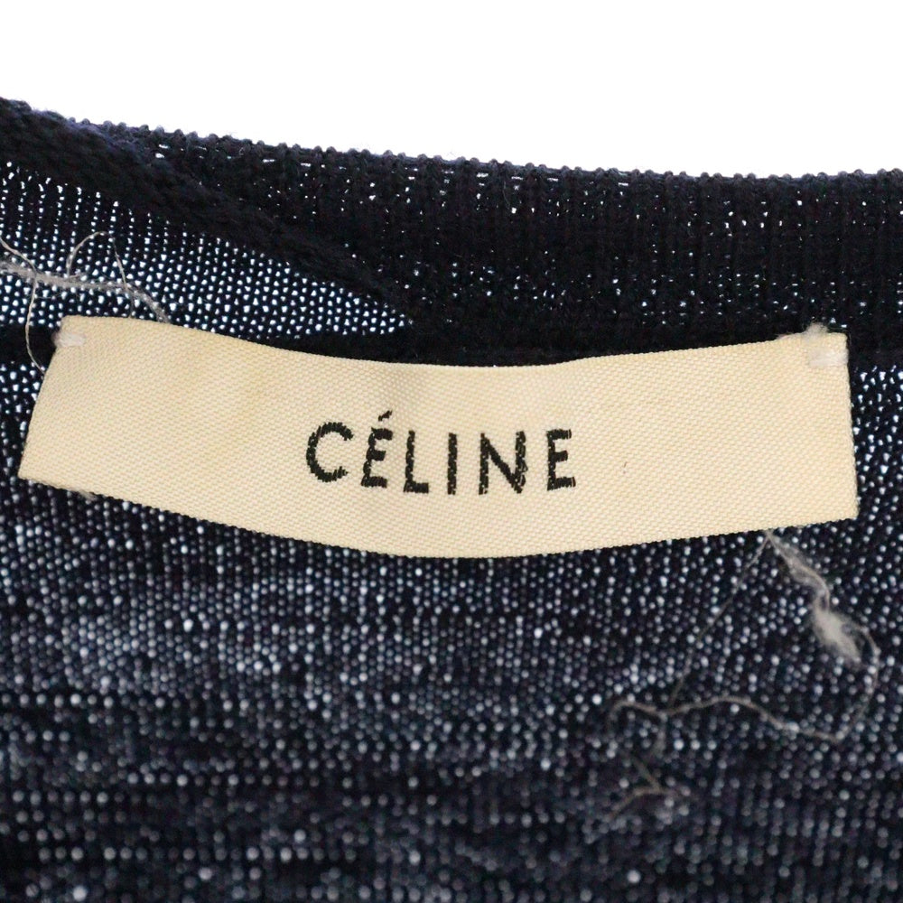 CELINE(セリーヌ) トリオンフロゴ刺繍 クルーネック ニット セーター ネイビー レディース