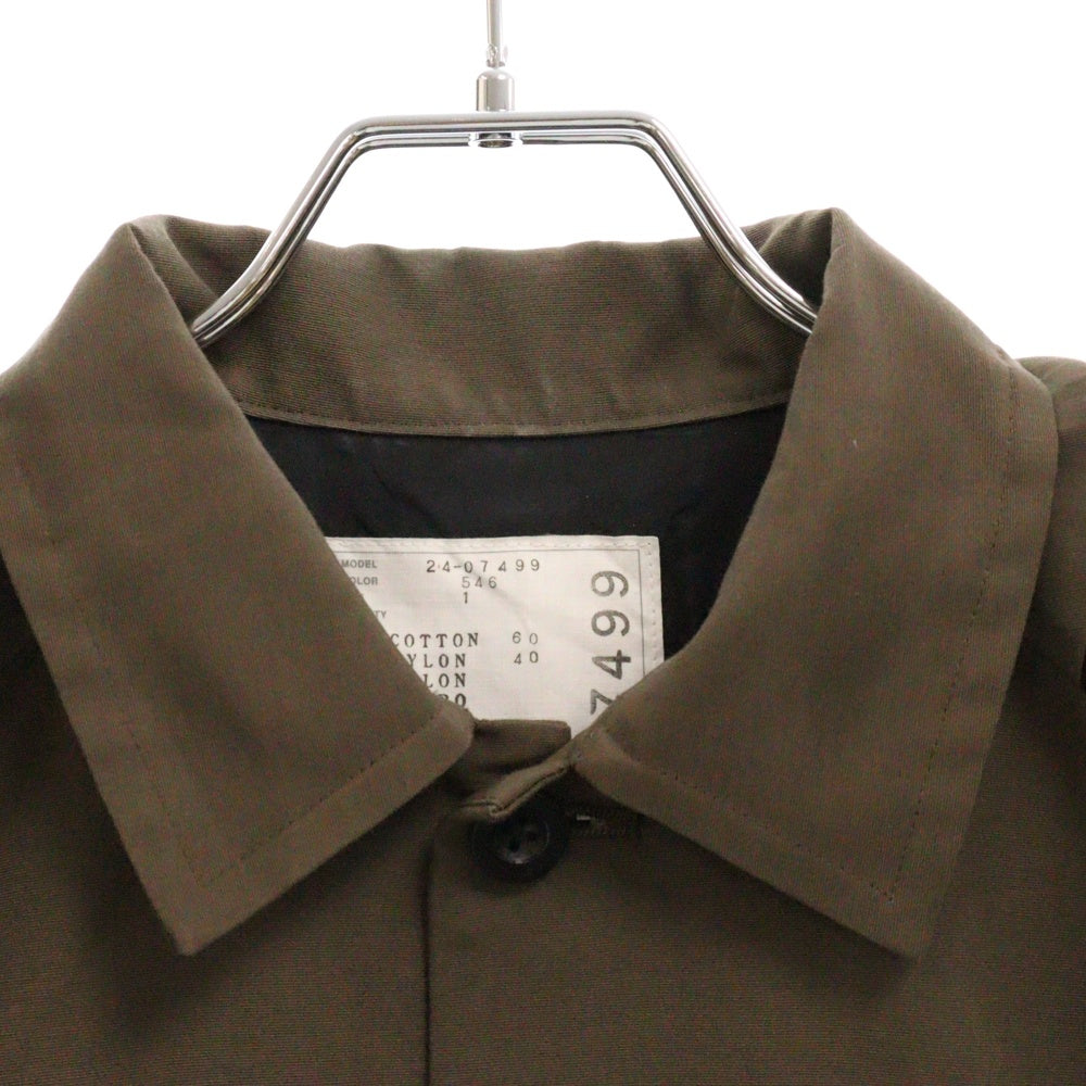 Sacai(サカイ) 24AW Nylon Twill Mix Grosgrain Dress ナイロンツイルミックスグログランドレス カーキブラウン レディース 24-07499
