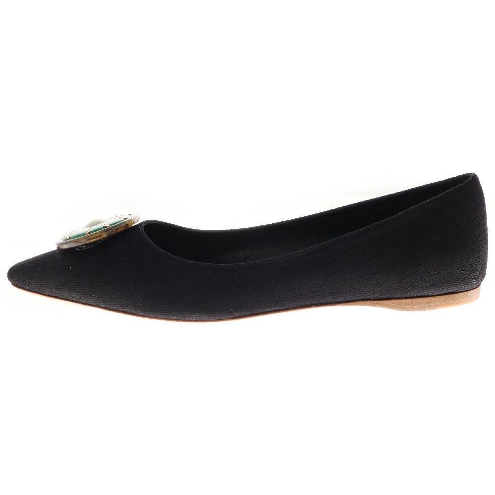 miumiu(ミュウミュウ) Ballet Flats ストーン装飾キャンバスフラットパンプス シューズ ブラック レディース 5F141D