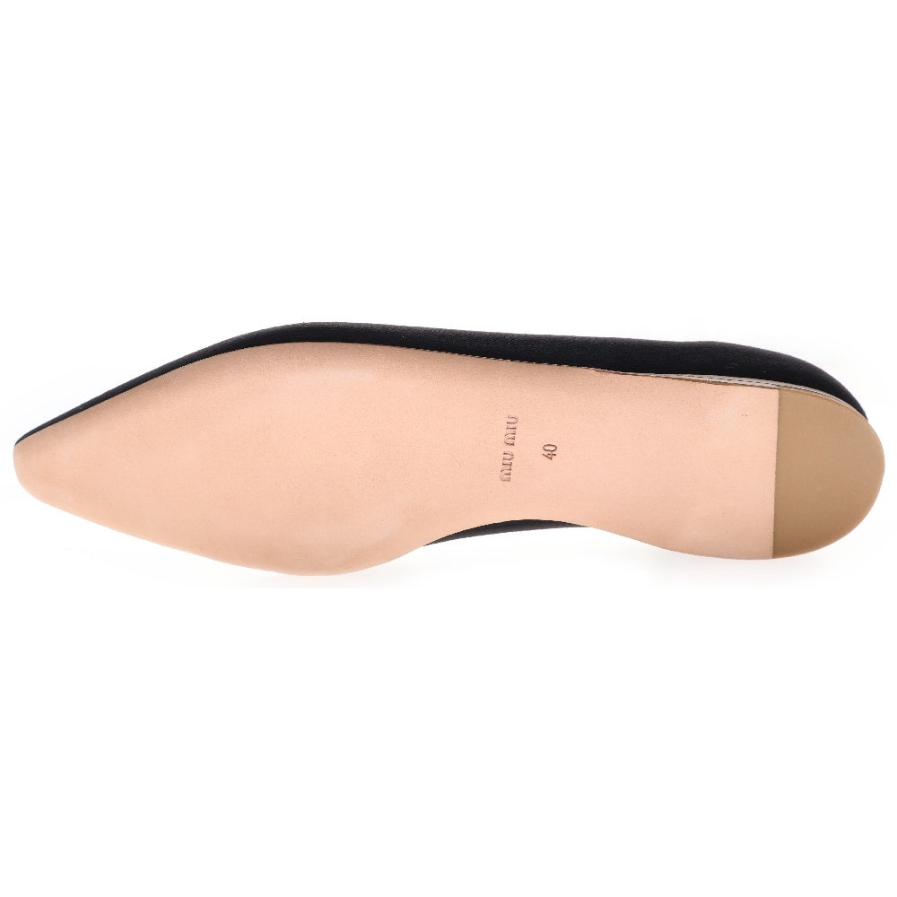 miumiu(ミュウミュウ) Ballet Flats ストーン装飾キャンバスフラットパンプス シューズ ブラック レディース 5F141D