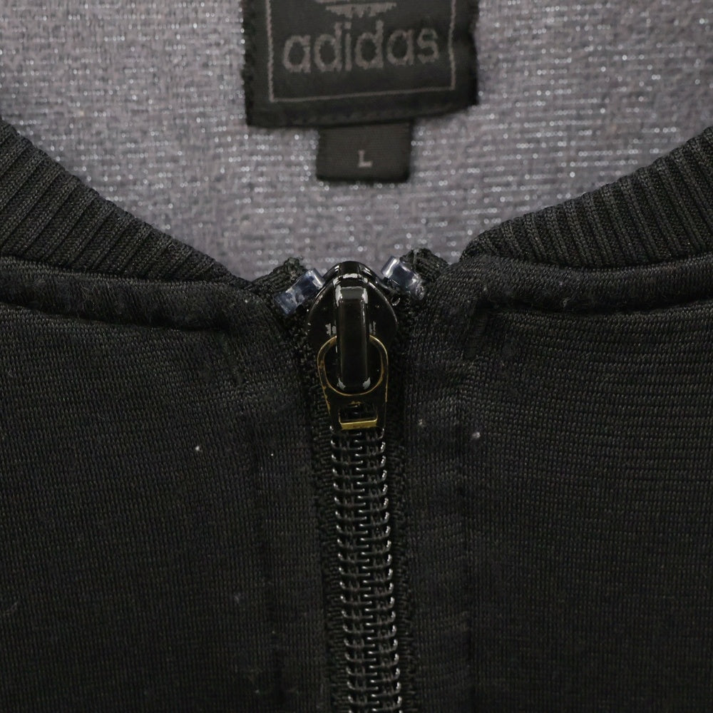 adidas(アディダス) フロントロゴワッペン刺繍 サイドライン トラックジャケット ジップアップブルゾン ブラック