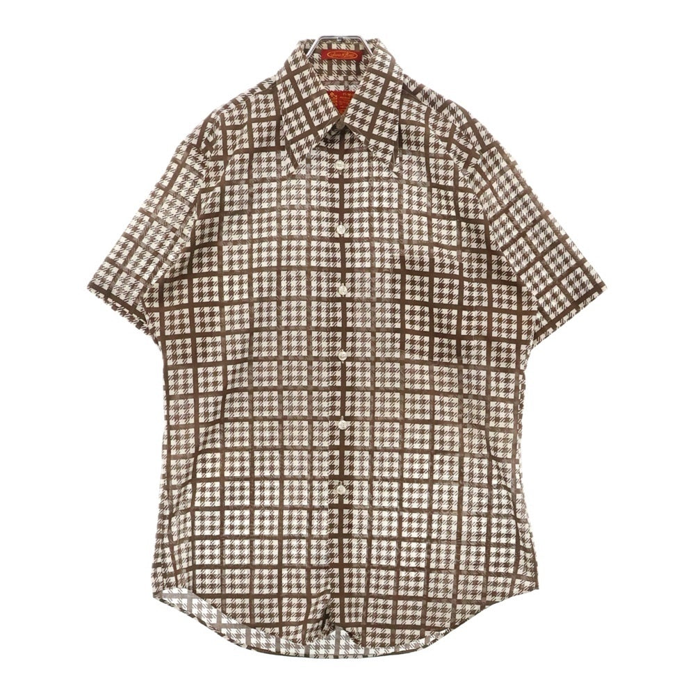 VINTAGE(ヴィンテージ) 70S VINTAGE SEARS KINGS LOAD ヴィンテージ シアーズ キングスロード 半袖チェック総柄シャツ ホワイト/ブラウン