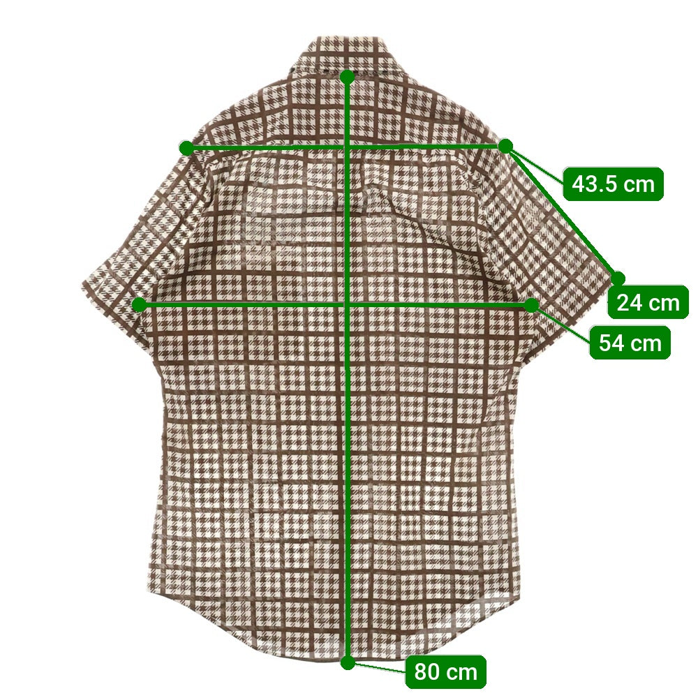 VINTAGE(ヴィンテージ) 70S VINTAGE SEARS KINGS LOAD ヴィンテージ シアーズ キングスロード 半袖チェック総柄シャツ ホワイト/ブラウン