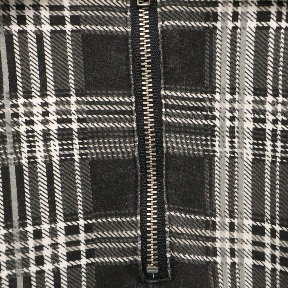 SUPREME(シュプリーム) 20AW Plaid Zip Up L/S Polo チェック柄 ジップアップ 長袖ポロシャツ ブラック/ホワイト