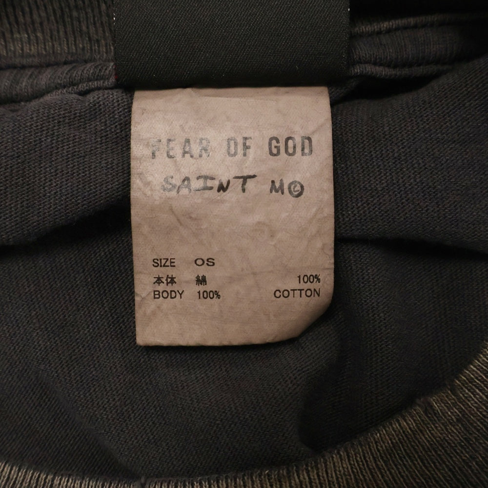 SAINT MICHAEL(セントマイケル) 25SS ×FEAR OF GOD SNT OF GOD FG_SS TEE VINTAGE加工 セントオブゴッド 両面プリント クルーネック 半袖Tシャツ カットソー ブラック SM-HR8-0000-C01