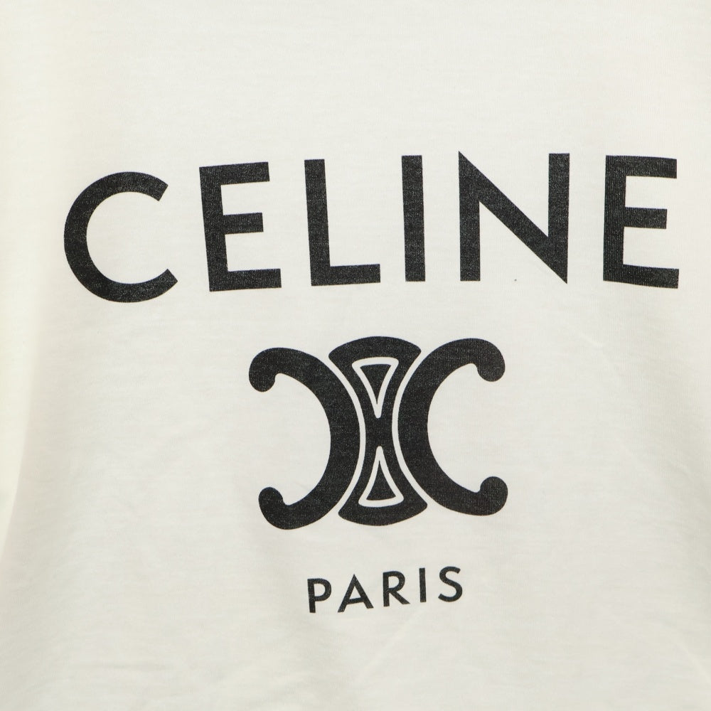 CELINE(セリーヌ) 22SS トリオンフ クラシック フロントロゴプリント 半袖リンガーTシャツ ホワイト レディース 2X872671Q