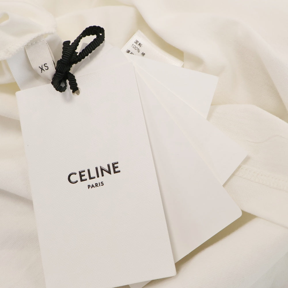 CELINE(セリーヌ) 22SS トリオンフ クラシック フロントロゴプリント 半袖リンガーTシャツ ホワイト レディース 2X872671Q