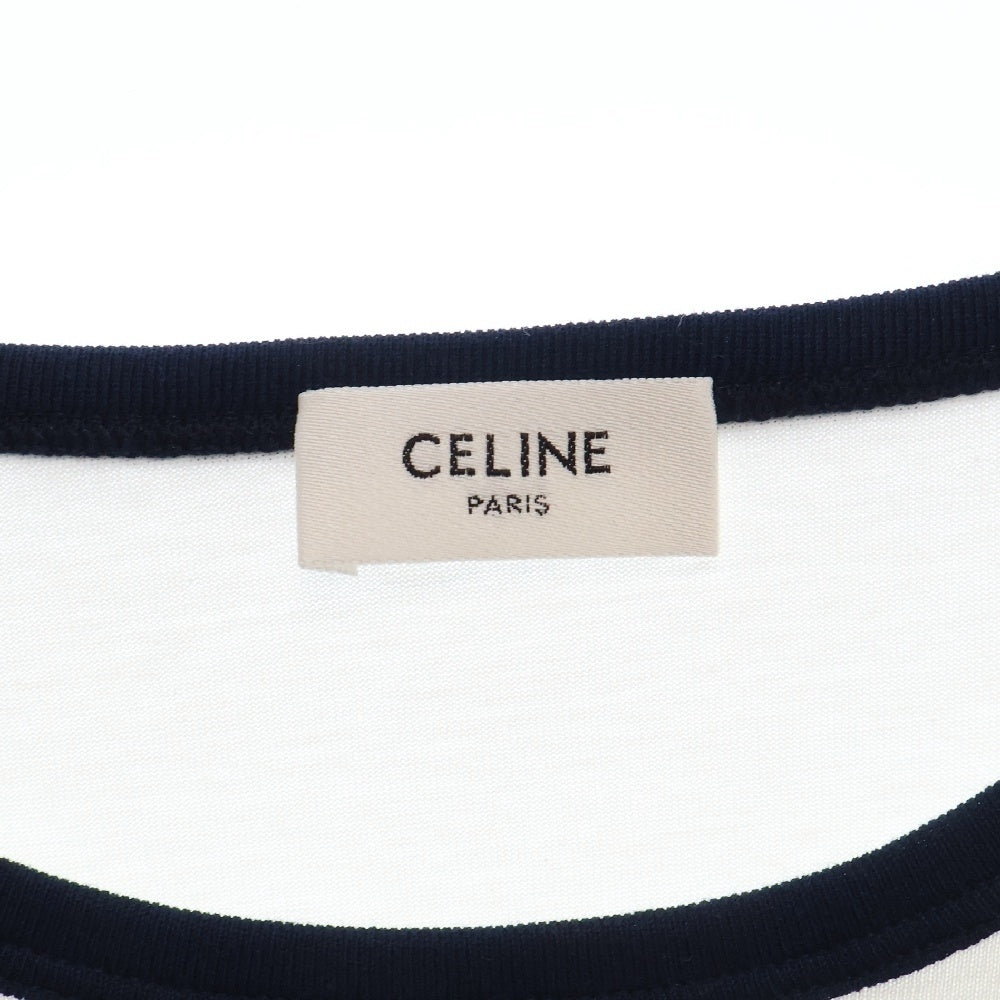 CELINE(セリーヌ) 22SS トリオンフ クラシック フロントロゴプリント 半袖リンガーTシャツ ホワイト レディース 2X872671Q