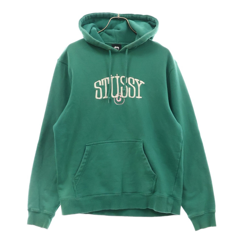 STUSSY(ステューシー) CIRCLE C PULLOVER HOODIE サークル シー 刺繍ロゴ プルオーバー フーディー パーカー グリーン 118397