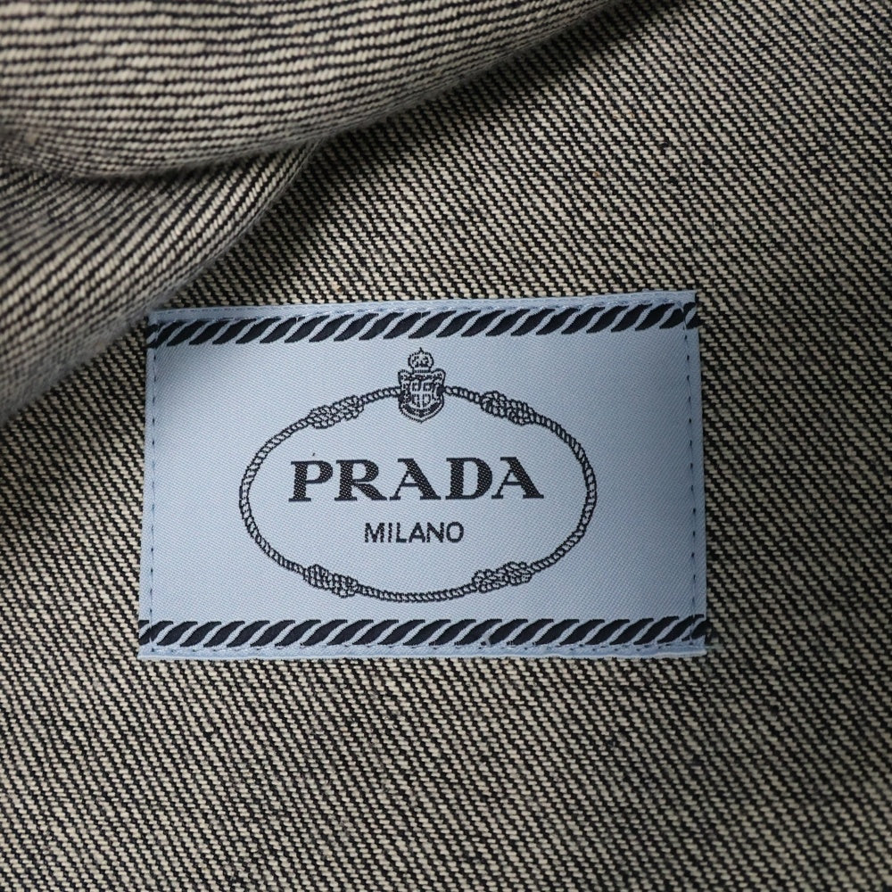 PRADA(プラダ) トライアングルロゴ メタルプレート セルビッジ デニムベスト シンチバック レディース インディゴ GFB312