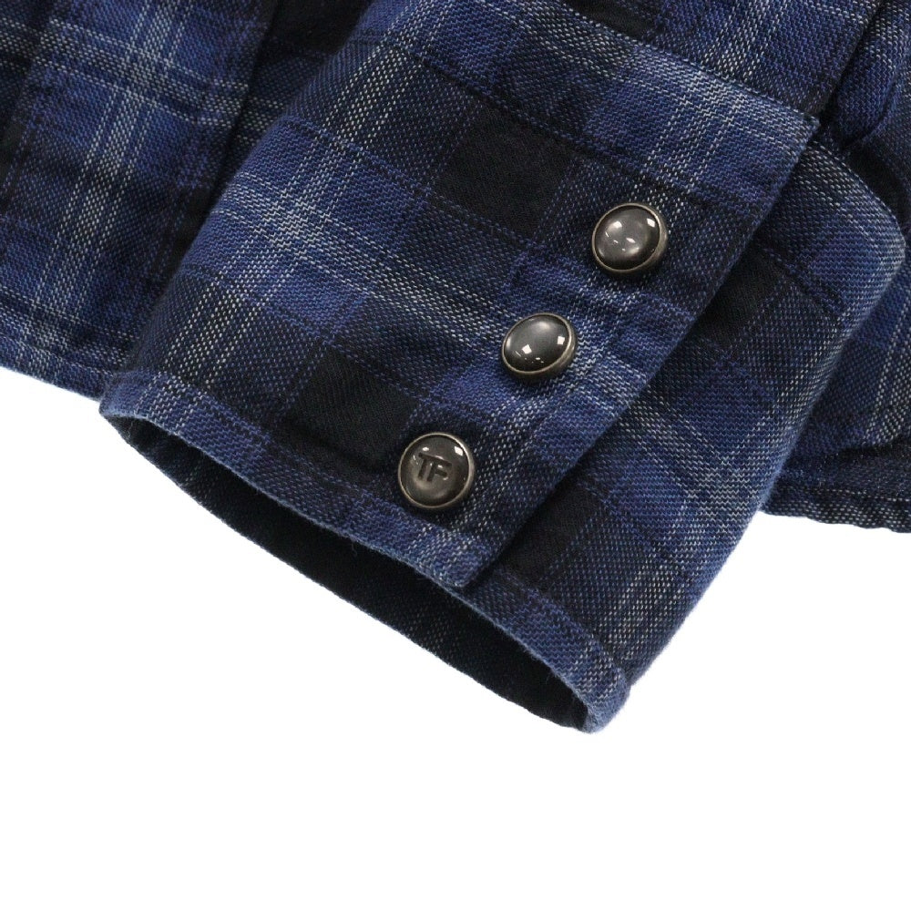 TOM FORD(トムフォード) 長袖チェックウェスタンシャツ ブルー/ブラック 8FT271 94MEKI
