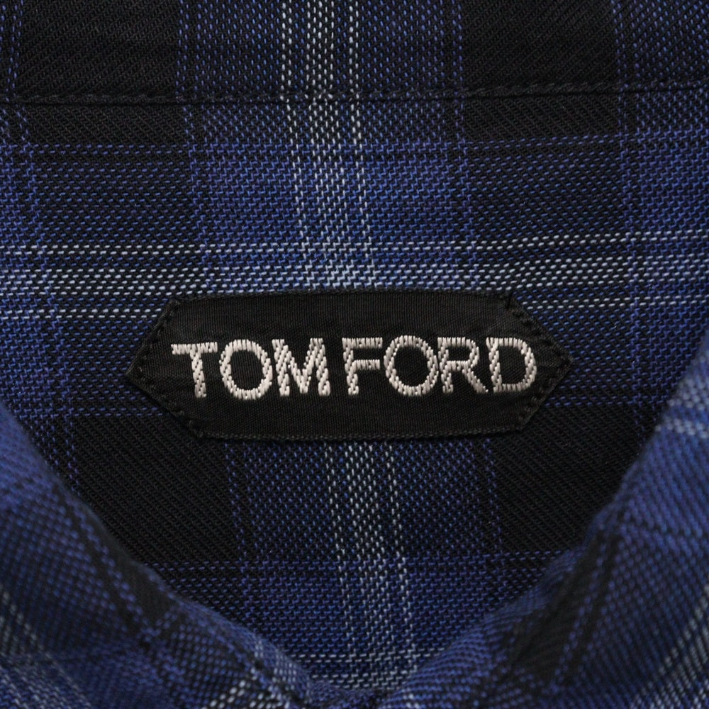 TOM FORD(トムフォード) 長袖チェックウェスタンシャツ ブルー/ブラック 8FT271 94MEKI