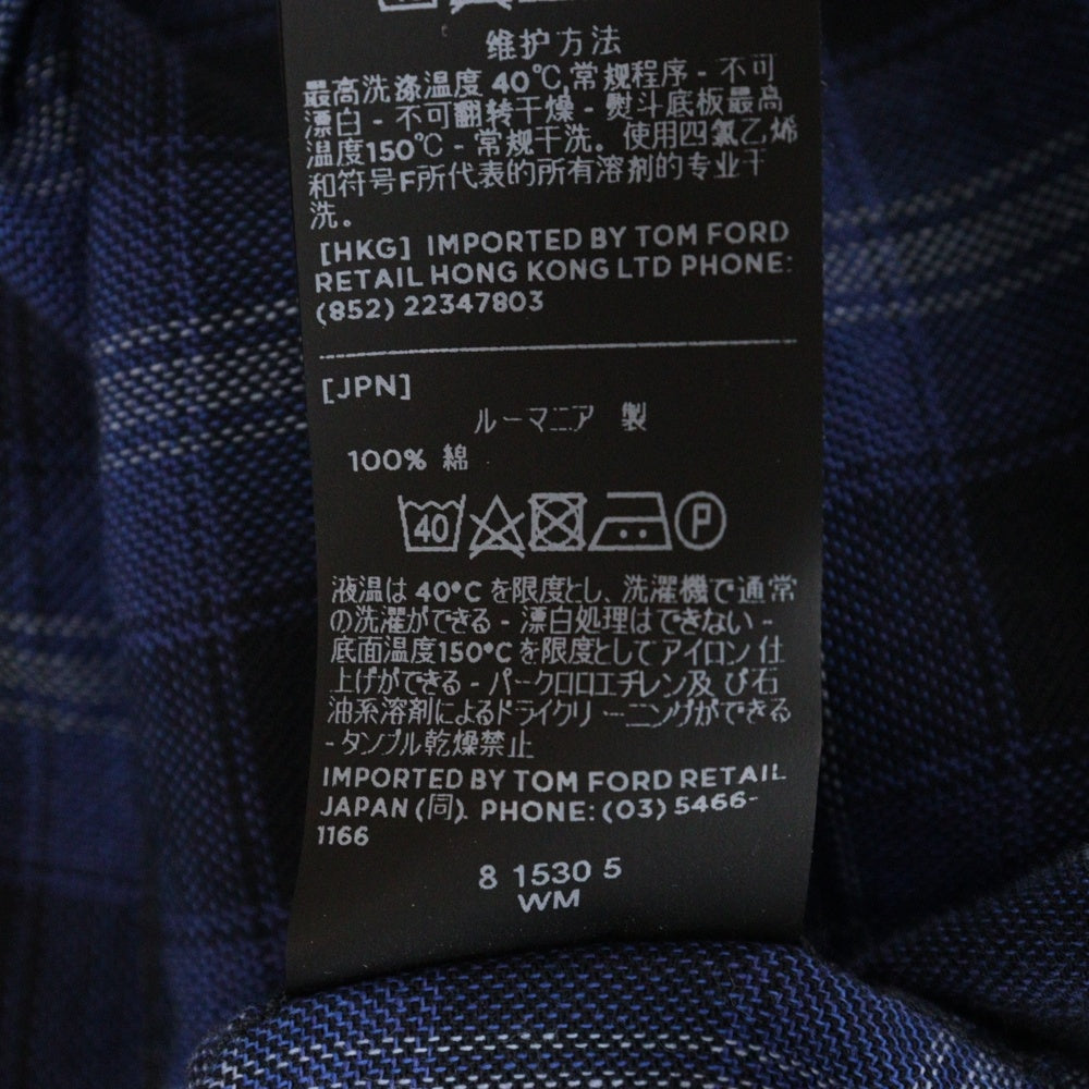 TOM FORD(トムフォード) 長袖チェックウェスタンシャツ ブルー/ブラック 8FT271 94MEKI