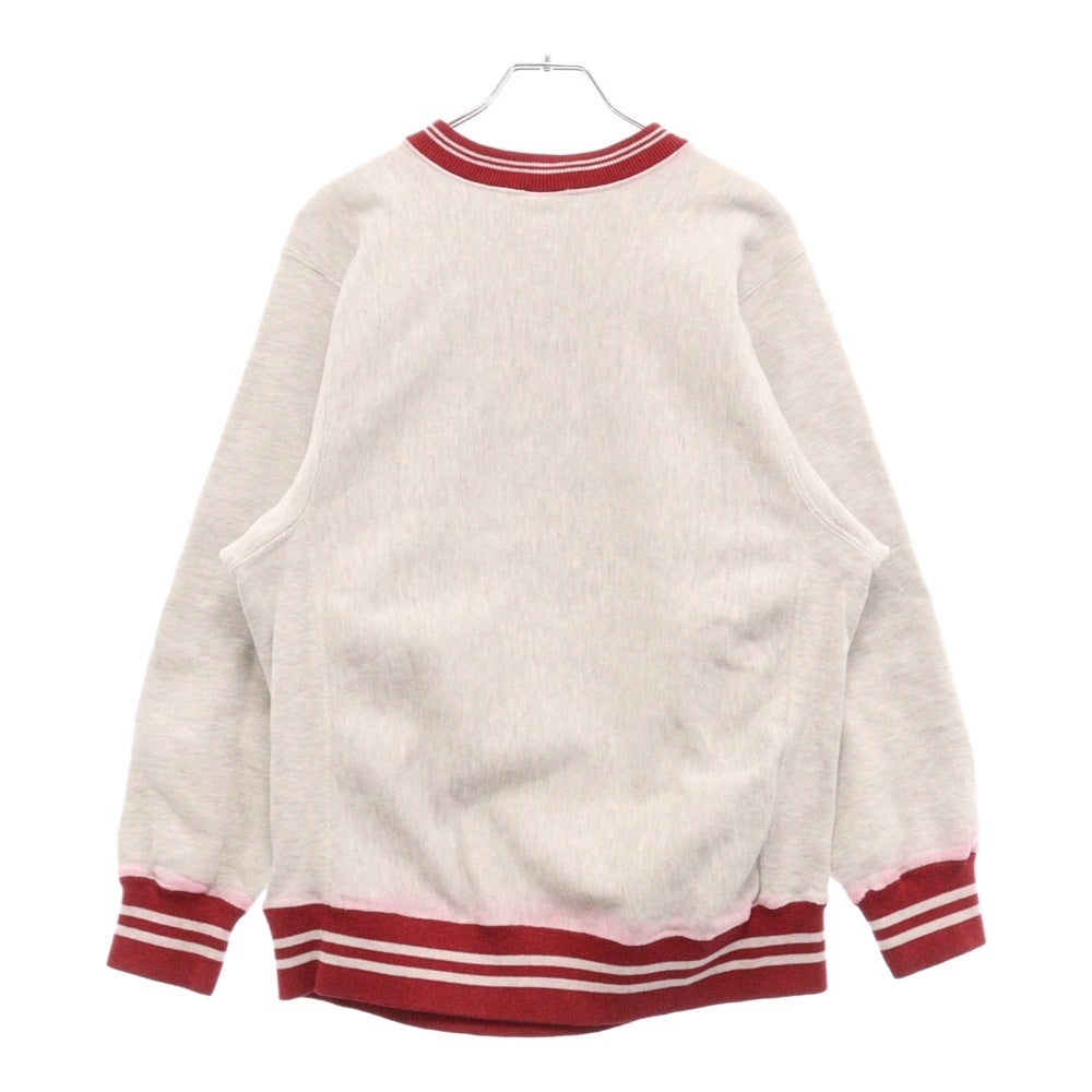 CHAMPION(チャンピオン) 90s VINTAGE REVERSE WEAVE ヴィンテージ リバースウィーブ 刺繍タグ リブライン クルーネックスウェットトレーナー グレー/レッド