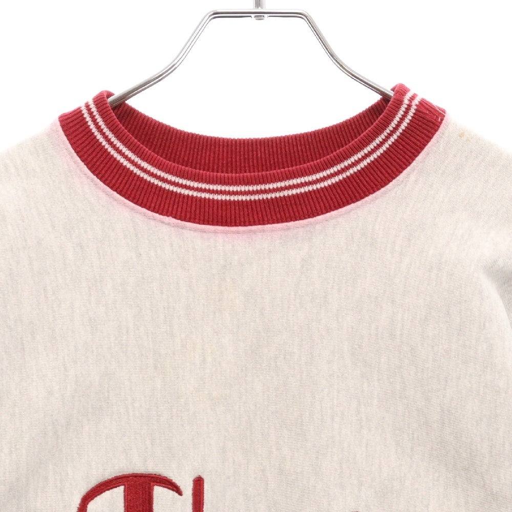 CHAMPION(チャンピオン) 90s VINTAGE REVERSE WEAVE ヴィンテージ リバースウィーブ 刺繍タグ リブライン クルーネックスウェットトレーナー グレー/レッド