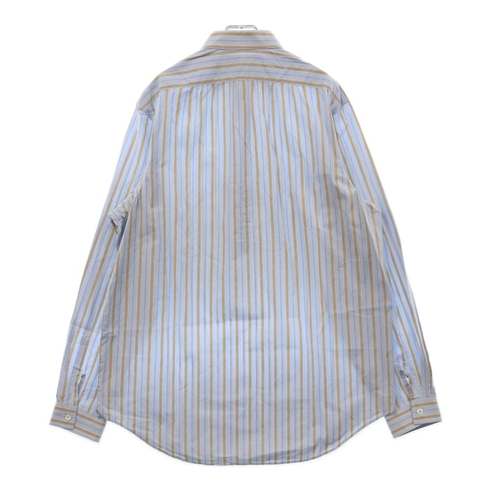 GUCCI(グッチ) ストライプ総柄ロングスリーブ ハーフボタンドレスシャツ ブルー ブラウン 539707 Z374L