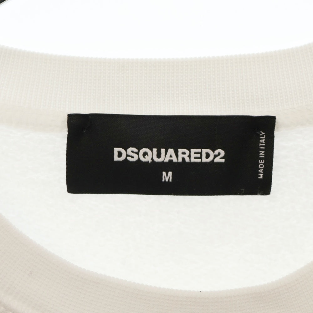 DSQUARED2(ディースクエアード) 19SS フロントアーチロゴプリントクルーネックスウェットトレーナー ホワイト S71GU0294