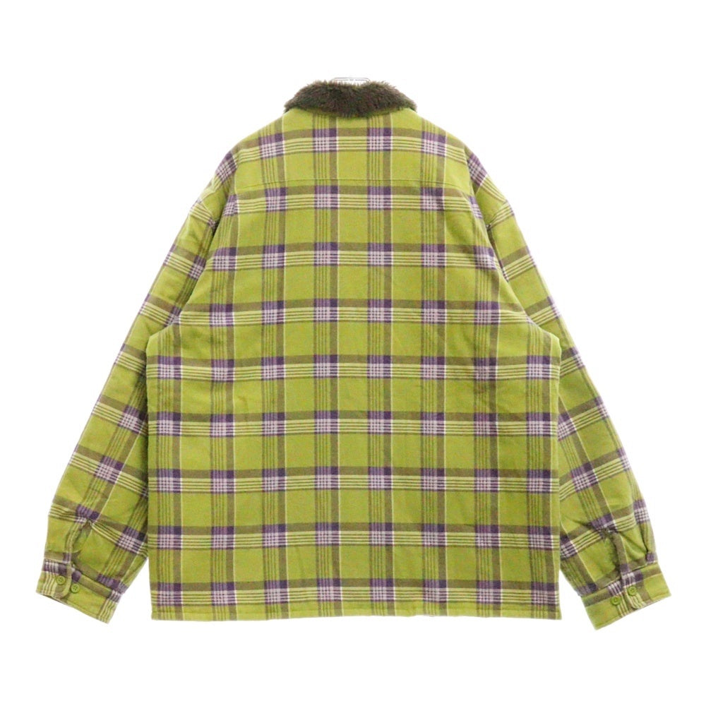 SUPREME(シュプリーム) 21AW Faux Fur Collar Flannel Shirt フェイクファーカラー フランネル長袖シャツ グリーン